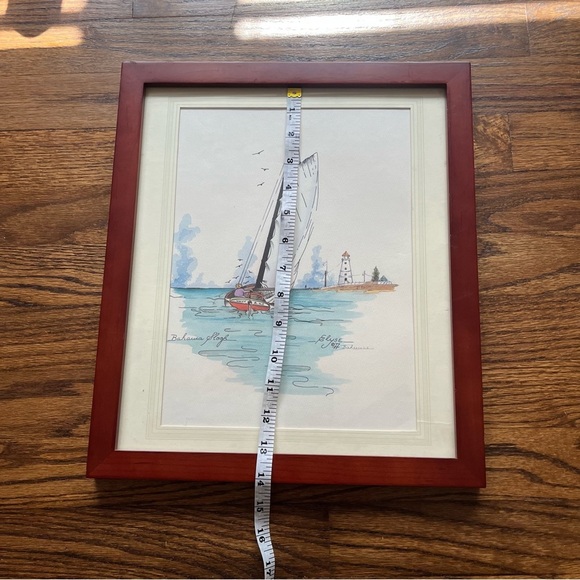 Bahama Sloop Watercolor Art Print Signed By Nassau Artist Elyse '77 Framed - Picture 4 of 5